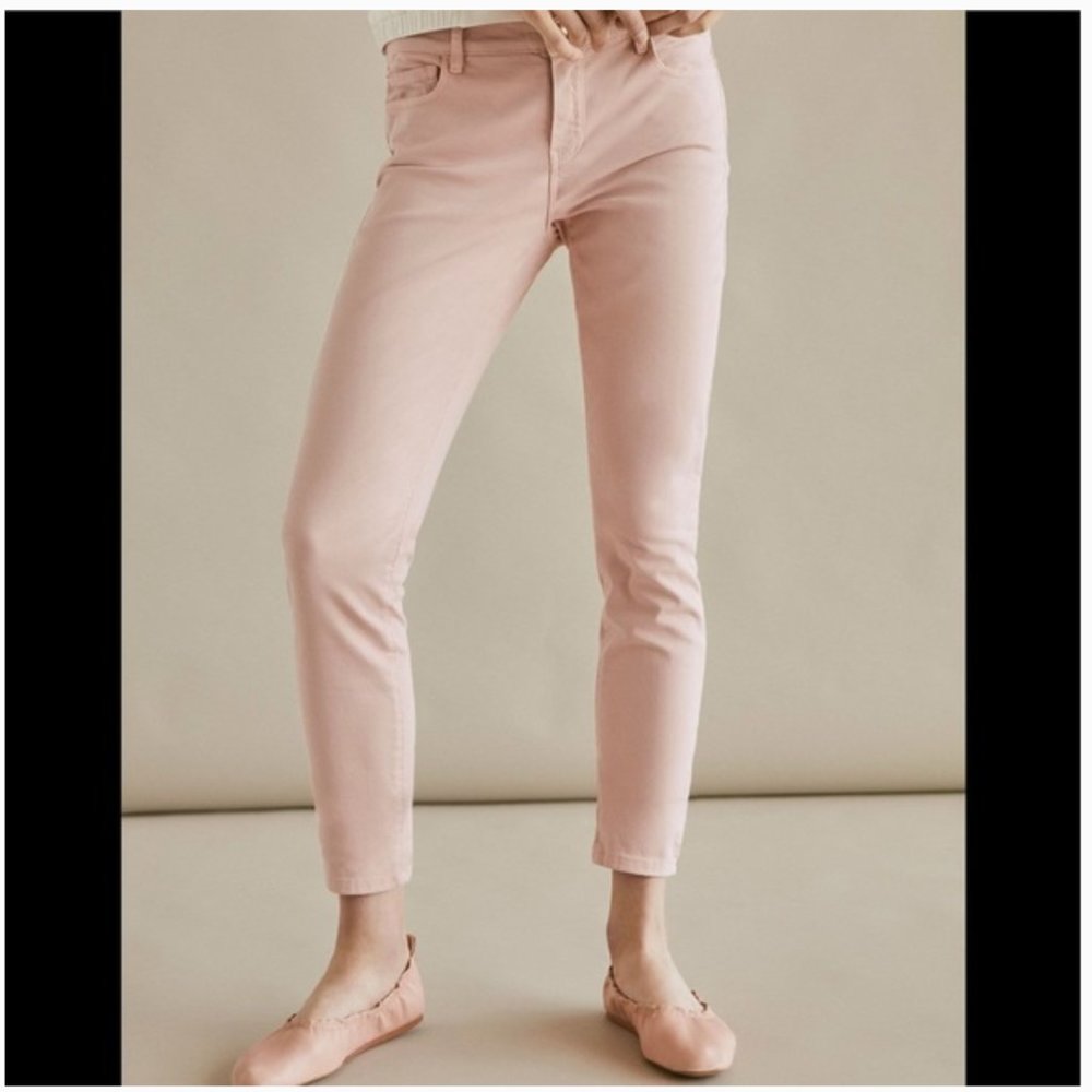 Massimo Dutti ZARA Women's Pink Blush Mid-Rise Skinny Ankle Jeans Denim 6 5086